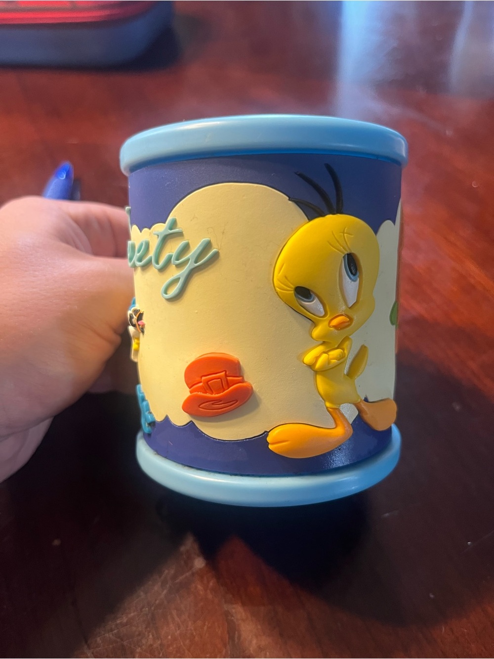 Tweety Bird Cup - Yellow Blue Warner Bros. Design (plastic)